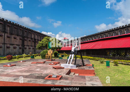 Port Blair, Andaman Islands. India. January 12, 2018: Statue of an Indian political prisoner in the Cellular Jail where British subjected Indian freed Stock Photo