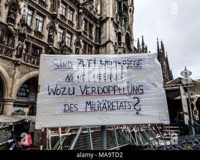 Munich, Bavaria, Germany. 31st Mar, 2018. Citizens of the city of Munich, Germany, along with numerous organizations, joined together for the yearly Easter March (Ostermarsch), which is essentially a continuation of the protests that take place during the Munich Security Conference (SiKo). Credit: ZUMA Press, Inc./Alamy Live News Credit: ZUMA Press, Inc./Alamy Live News Stock Photo