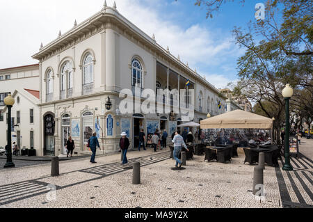 Tourists on Ave Arriaga in Funchal Madiera Stock Photo