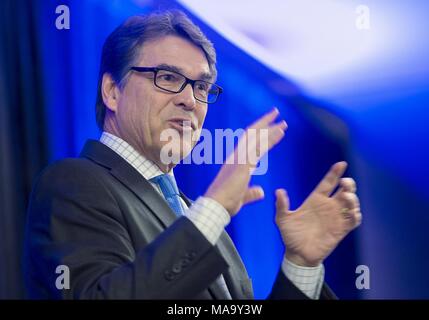 United States Department of Energy Secretary Rick Perry, speaking at the National Laboratories Big Idea Summit, March 9, 2017, image courtesy of the US Department of Energy, March 9, 2017. () Stock Photo
