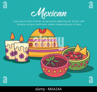 Infographic of Mexican food concept  with over turquoise background, colorful design. vector illustration Stock Vector