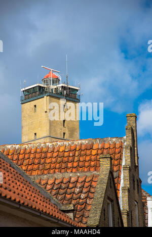 Village West-Terschelling with lighthouse the Brandaris, Terschelling, Holland Stock Photo