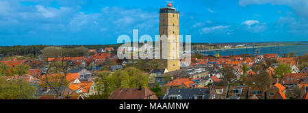 panorama of village west-Terschelling with lighthouse the Brandaris at Terschelling, Friesland, holland Stock Photo