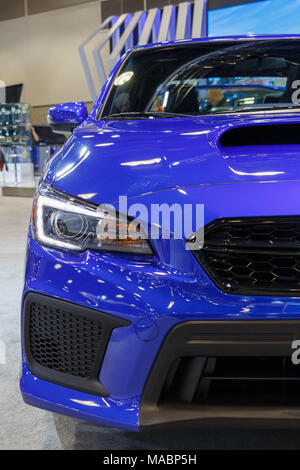 Abstract modern car headlight close up shot blue Stock Photo