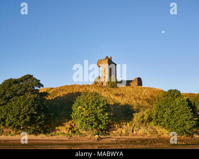 The 15th Century Remains of the Red Castle perched on a Hill overlooking Lunan Water, next to Lunan Bay near Inverkeilor in Angus, Scotland. Stock Photo