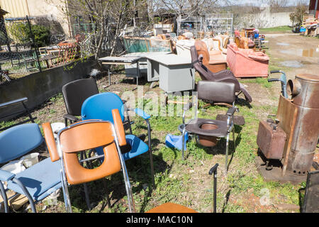 Le Parchemin,an organization,to,reuse,recycle,and,repair,goods,to,keep,items,out,of,land-fill,Limoux,Aude,region,South,of,France,French,Europe, Stock Photo