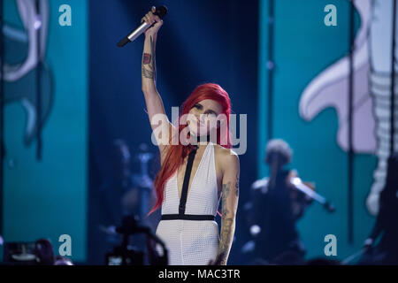 Vancouver, CANADA. 26th March, 2018. Lights performs at the 2018 Juno Awards in Vancouver. Credit: Bobby Singh/fohphoto Stock Photo