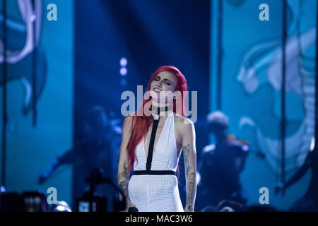 Vancouver, CANADA. 26th March, 2018. Lights performs at the 2018 Juno Awards in Vancouver. Credit: Bobby Singh/fohphoto Stock Photo