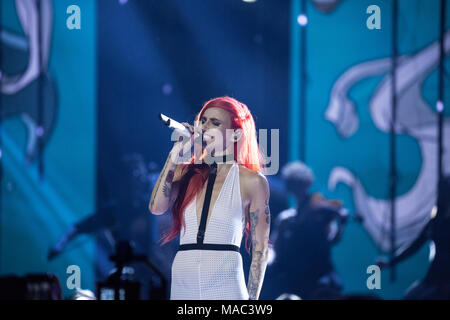 Vancouver, CANADA. 26th March, 2018. Lights performs at the 2018 Juno Awards in Vancouver. Credit: Bobby Singh/fohphoto Stock Photo