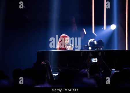 Vancouver, CANADA. 26th March, 2018. Lights performs at the 2018 Juno Awards in Vancouver. Credit: Bobby Singh/fohphoto Stock Photo