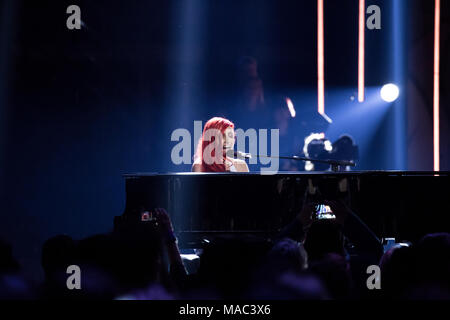 Vancouver, CANADA. 26th March, 2018. Lights performs at the 2018 Juno Awards in Vancouver. Credit: Bobby Singh/fohphoto Stock Photo