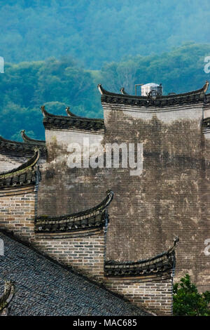 Tiled roofs of traditional houses, Longtan Ancient Village, Yangshuo, Guangxi, China Stock Photo