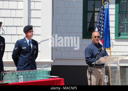 Vandenberg Air Force Base Recognized as 2015 Military Conservation Partner. Steve Henry, Field Supervisor of the Ventura Fish and Wildlife Office, giving opening remarks.   The U.S. Fish and Wildlife Service recognized Vandenberg Air Force Base as the recipient of the prestigious Military Conservation Award during a ceremony held at the 30th Space Wing in  central California. Stock Photo