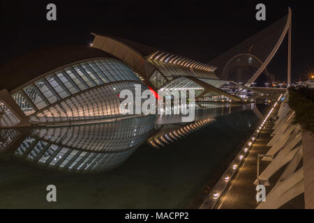 Night lights of Valencia Science city Stock Photo