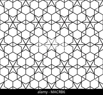 Seamless patterns in black and white in average and small thickness lines Stock Vector