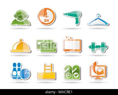 hotel and motel amenity icons vector icon set Stock Vector