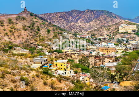 Aerial view of Amer town near Jaipur, India Stock Photo