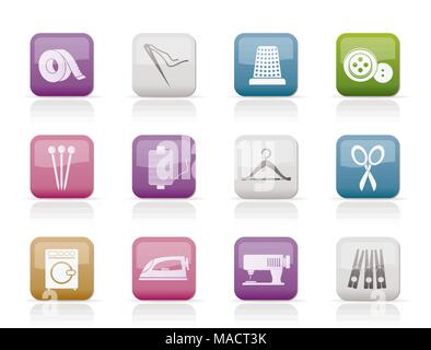 Textile objects and industry   icons - vector icon set Stock Vector