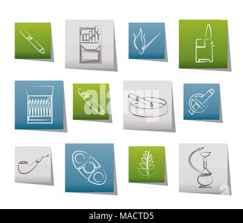 Smoking and cigarette icons - vector icon set Stock Vector