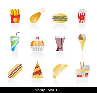 fast food and drink icons - vector icon set Stock Vector