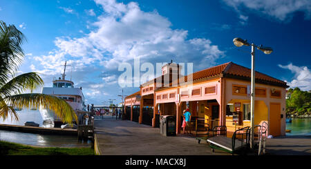 The ferry dock in Cruz Bay on the island paradise of St. John, in the US Virgin Islands. Stock Photo