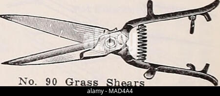 . Dreer's wholesale catalog for florists and market gardeners : 1940 winter spring summer . Shears Pruning Compound. An antiseptic, durable, and elastic for^«v?tffi'°i'""?^"'^^'^ ?°'" "^« °" Prunlng-wounds Snd for cavities in trees. 1 quart 6Sc; 1 gallon $2.00. Shears, Grass, The blades of the No. 90 Grass Cutting Shears are of razor steel, 5^2 inches in length. while the handles which have been designed to fit the contour of the hand, are of malle- able Iron, neatly japanned. Per pair, postpaid $0 85 Grass or Sheep Shears. American. Trowel Shank Handles, 5i/.-inc Stock Photo