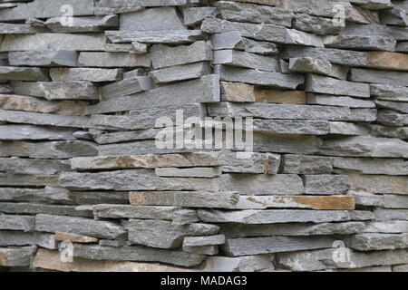 Stacked horizontal gray stone plates Stock Photo