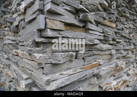 Stacked horizontal gray stone plates Stock Photo