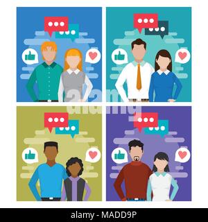 Couples in love for social media Stock Vector