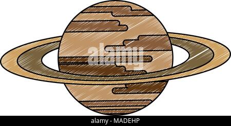 Saturn space planet scribble Stock Vector