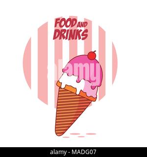 Delicious ice cream cone with two scoops Stock Vector