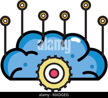 brain with gears and circuits to artificial intelligence vector illustration Stock Vector