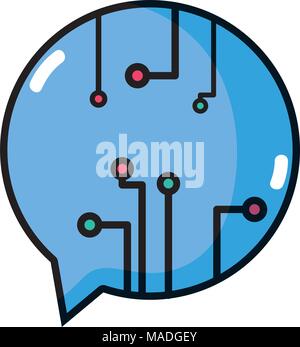 circuits inside chat bubble to digital information vector illustration Stock Vector