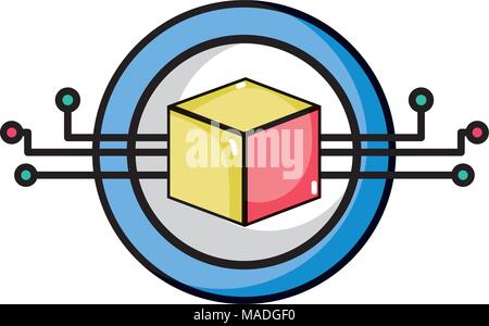 cube circuits program to artificial information vector illustration Stock Vector
