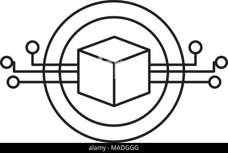 line cube circuits program to artificial information vector illustration Stock Vector