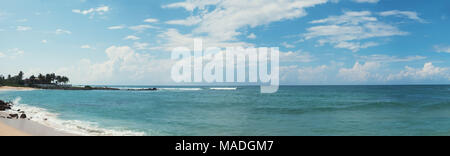 Midigama sand beach and blue waves panorama Stock Photo