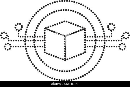 dotted shape cube circuits program to artificial information vector illustration Stock Vector