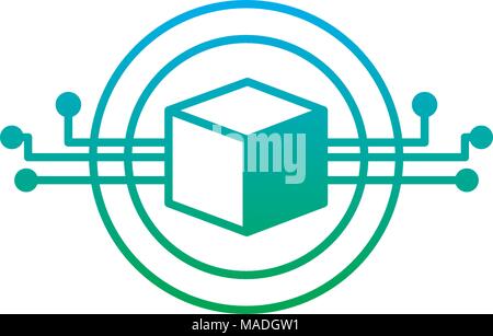 degraded line cube circuits program to artificial information vector illustration Stock Vector