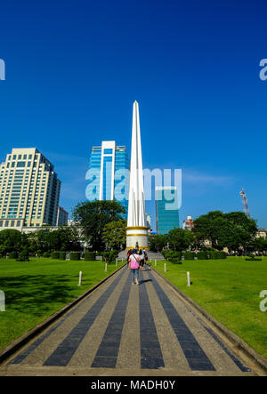 Yangon, Myanmar - Oct 16, 2015. View of Independence Monument at Maha Bandula Park in Yangon, Myanmar. Stock Photo