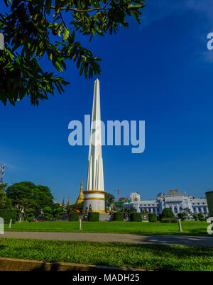 Yangon, Myanmar - Oct 16, 2015. View of Maha Bandula Park with Independence Monument in Yangon (Rangoon), Myanmar. Stock Photo