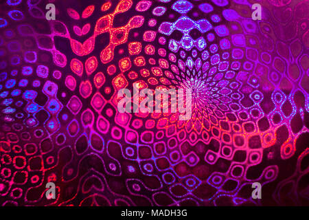 Fancy orange-purple holographic pattern like mandalas. Selective focus. Stock Photo
