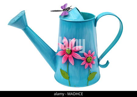 watering can is a clever device for watering flowers and other plants by a special strainer so that water falling off the water imitates raindrops. Stock Photo