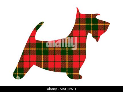 Scotch terrier tartan texture plaid red pattern scotland. Vector illustration. Stock Vector