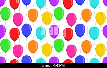 Balloons seamless pattern different colors on white background. Vector illustration. Stock Vector
