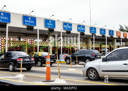 Buenos Aires Argentina,National Highway Route A002 Autopista Teniente General Pablo Riccheri,highway,toll road collection area,car,Hispanic,ARG1711303 Stock Photo