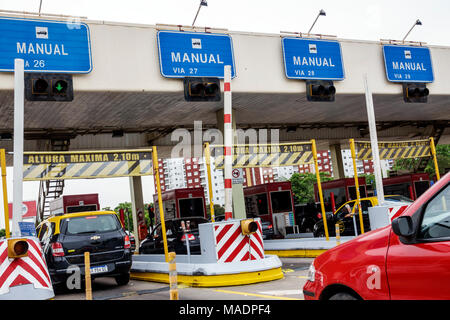 Buenos Aires Argentina,National Highway Route A002 Autopista Teniente General Pablo Riccheri,highway,toll road collection area,car cars,visitors trave Stock Photo