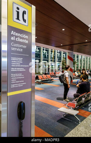 Buenos Aires Argentina,Ministro Pistarini International Airport Ezeiza EZE,terminal gate,interior inside,customer service station,phone,Hispanic,ARG17 Stock Photo