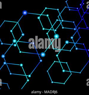 Blue light connected dots abstract background, stock vector Stock Vector