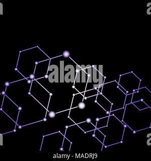 Purple light connected dots abstract background, stock vector Stock Vector