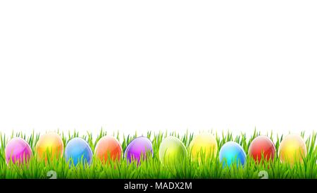 Happy Easter border isolated on white background vector Stock Vector